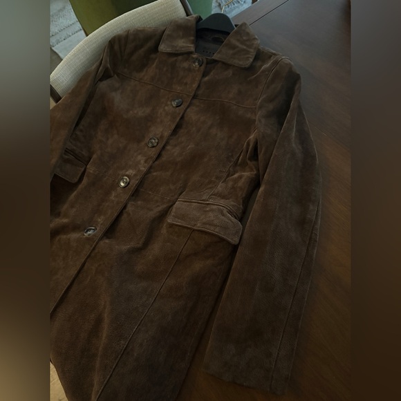 Women's Brown Suede Coat - Picture 3 of 11